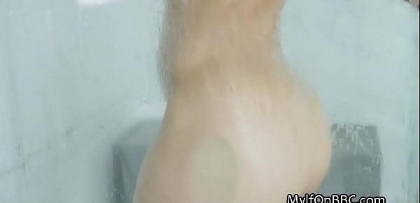  Big black cocking wet big tit MILF in shower